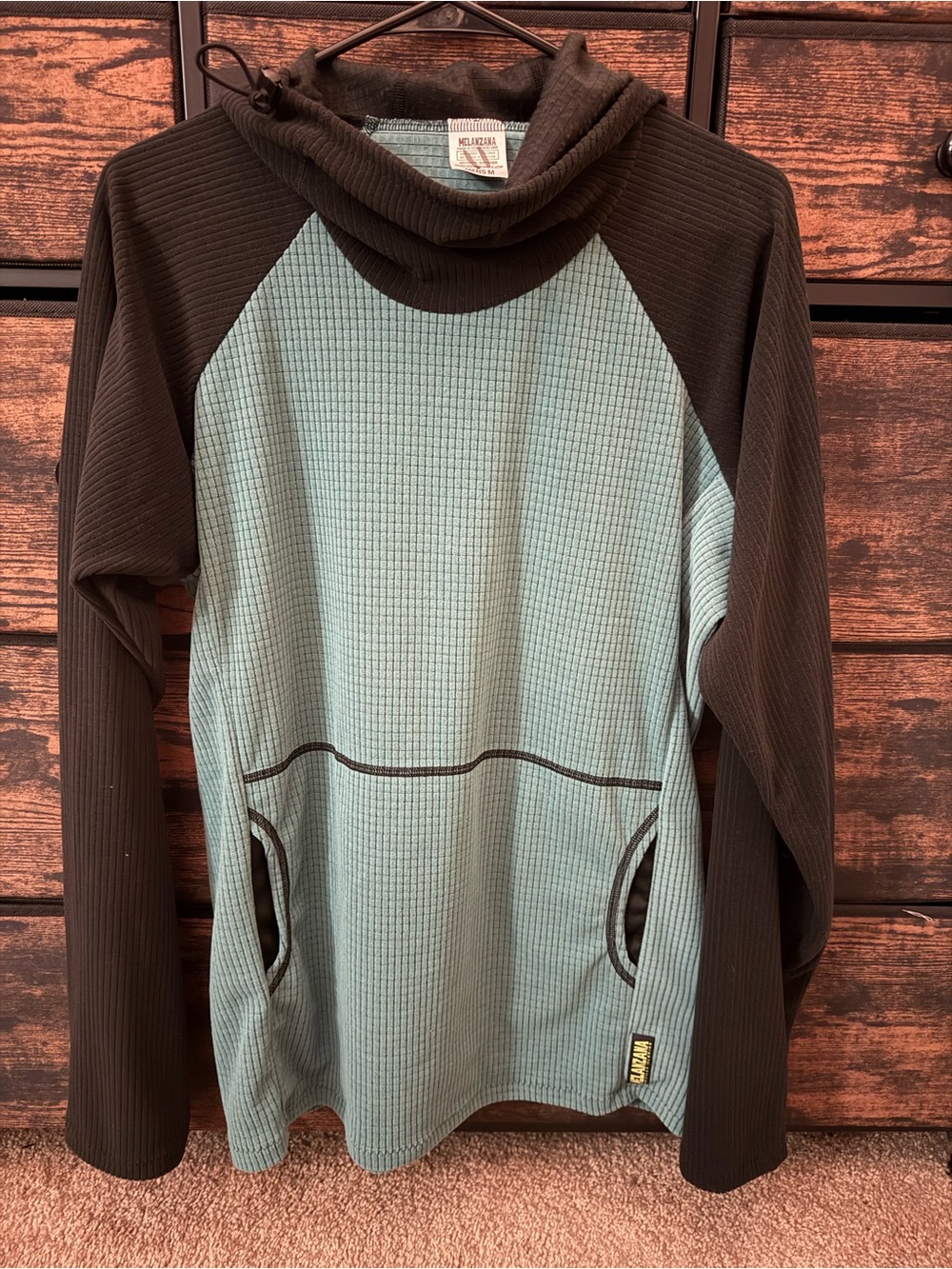 Melanzana Micro Grid Hoodie Men’s Medium Teal and Black - New